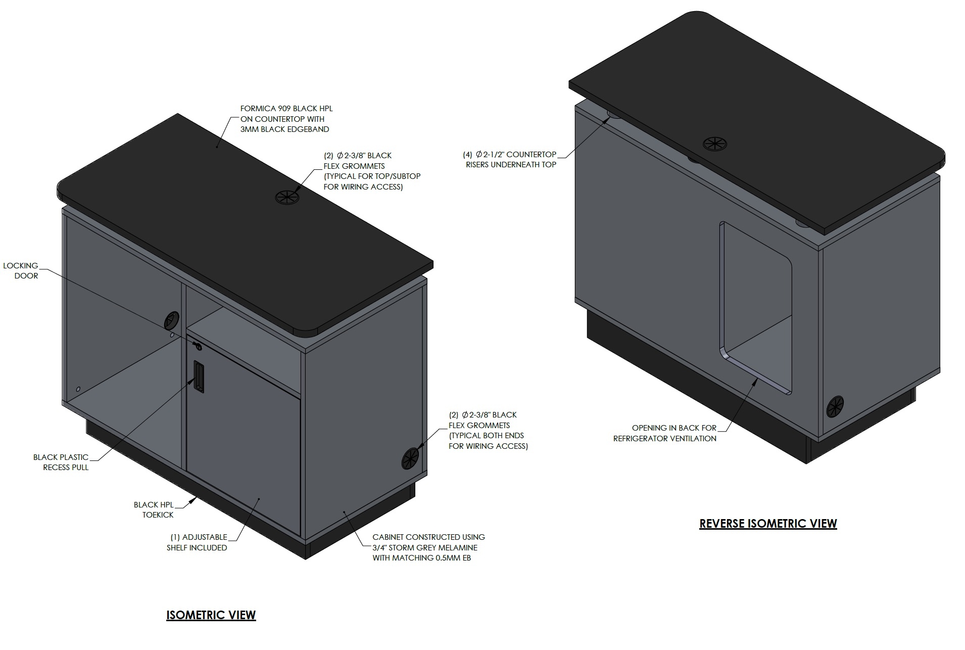 Large POS Station technical drawing