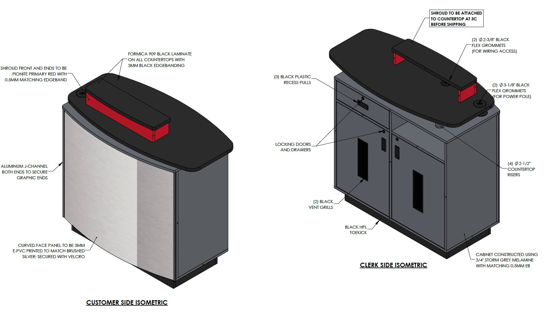 Small POS Station technical drawing