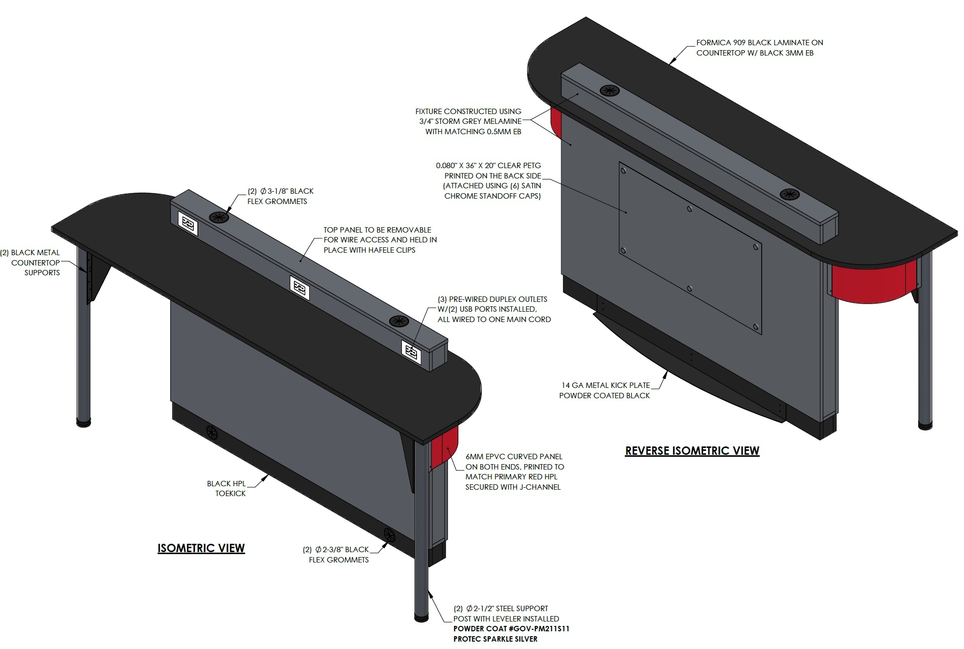Large POS Station technical drawing
